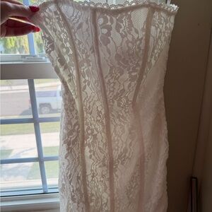 White lace mini dress